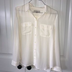 White womens loft button up blouse